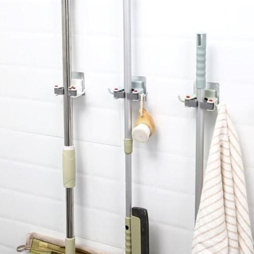 Mop Hook Free Punching Bathroom Sticky Hook Storage Broom Hanger Household Powerful Mop Clip
