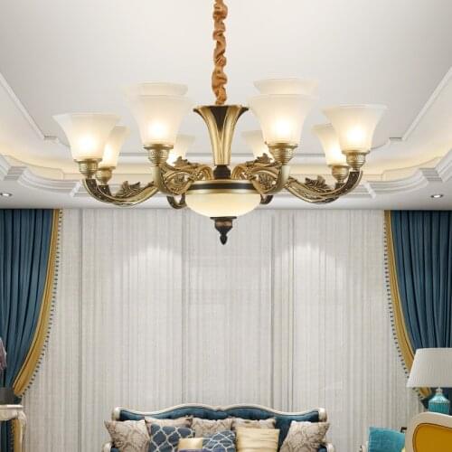 NEW European style retro family bedroom living room villa luxury simple atmosphere hotel room LED Chandelier