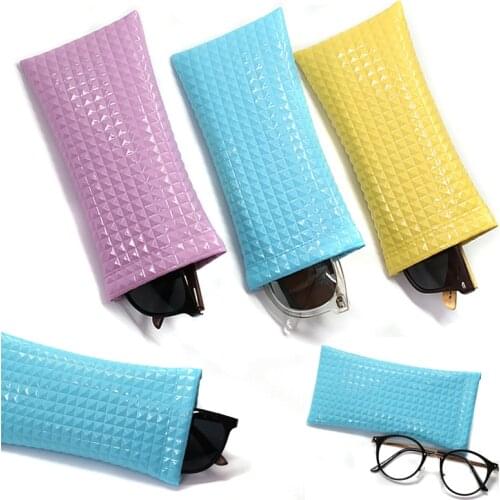 Fashionable Sunglasses Bag PU Leather Glass Case Pouch Mobile Phone Wallet Portable Storege Case Candy Color Nearsighted Glasses