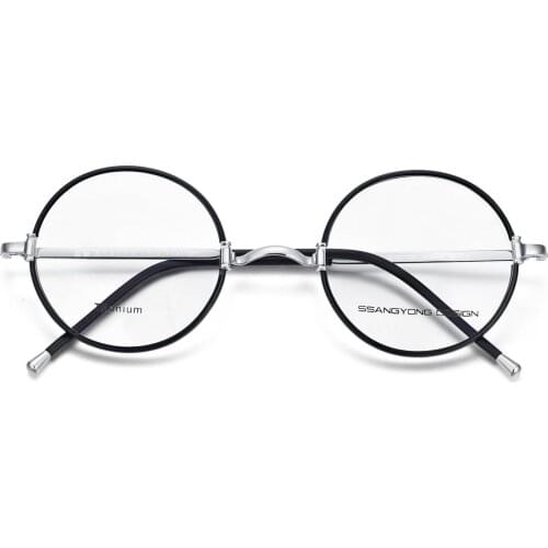 Pure Titanium Eyeglasses Men Round Glasses Frame Man Nerd Black Vintage Eyewear for Optic Prescription Spectacles Retro