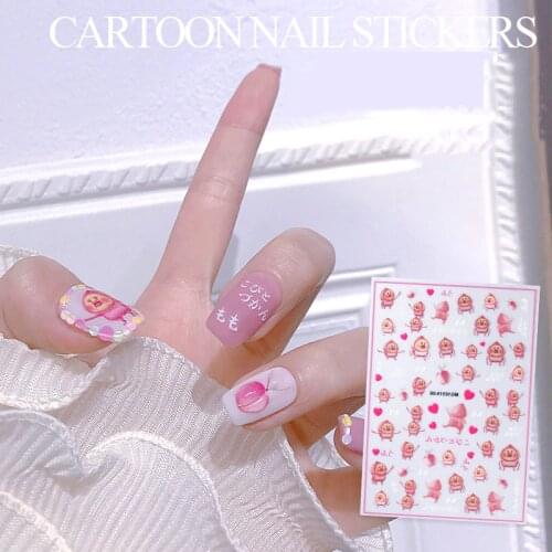 2021 New 3D Nail Art Stickers Bohemia Cartoon Pink Peach Image Nails Stickers For Nails Sticker Decorations Manicure Z0413