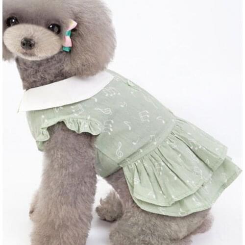 Dog Clothes Dresses Summer Fashionable Musical Note Printing Dog Puppy Dress Pet Clothing платье для собак
