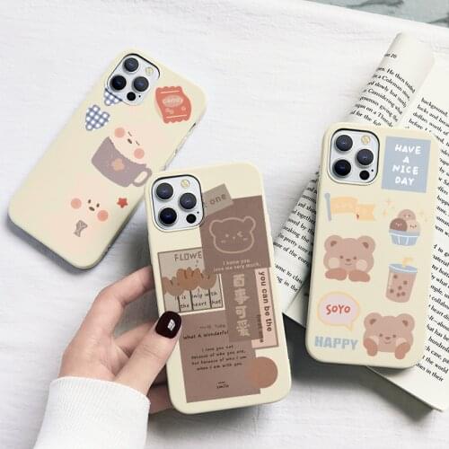 Retro Chocolate Smile Sweet Bear Art Phone Case For iPhone 11 12 Xs Pro Max X 7 8 6s 6 Plus 12 Mini SE 2020 Protective Cover