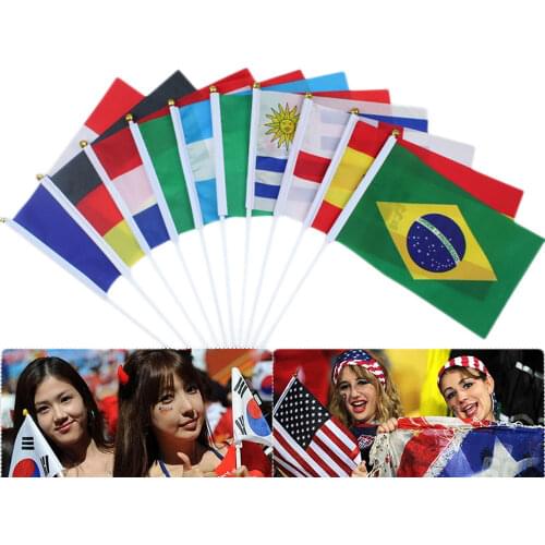 5pcs Stick Flag 14*21cm Hand Held Mini Flag With White Pole - Vivid Color and Fade Resistant Hand Held Stick Flags