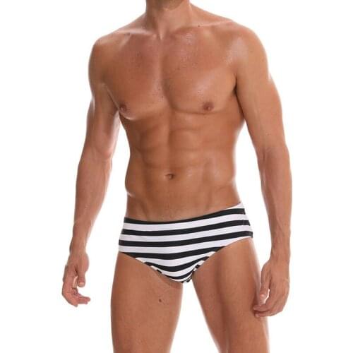 SD113 new sexy stripe swimwear men summer beach board surfing swimming trunk shorts briefs men swimsuit sunga bathing suit