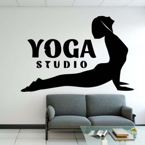 Yoga Studio Wall Decal Yoga Training Mat Shirt Pants Sport Yin Yang Harmony Balance Relax Namaste Wall Sticker Yoga Decor B302