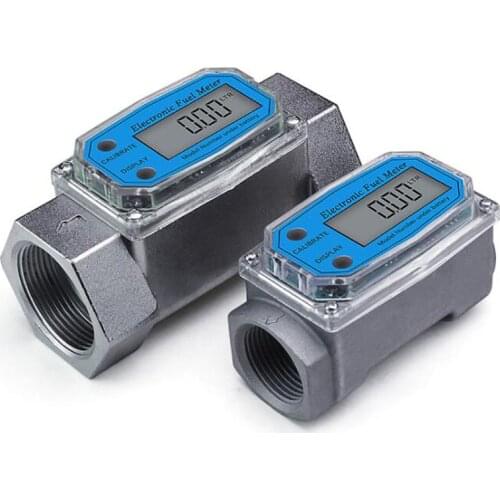 1 Inch / 1.5 Inch Turbine Water Flowmeter with Digital LCD Display, Diesel Gasoline Water Flow Meter Thread Fuel Transfer Meter