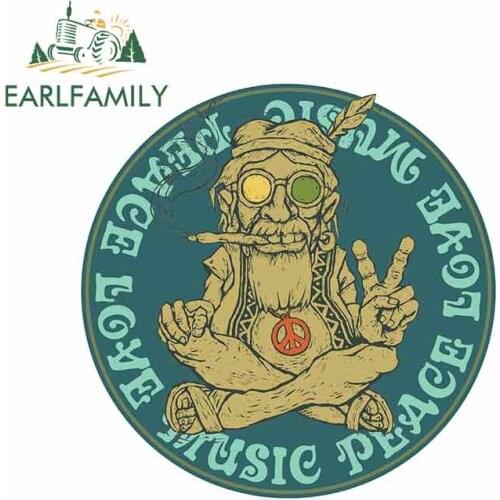 EARLFAMILY 13cm x 12.8cm for Peace Love Music Car Sticker Vinyl Refrigerator RV VAN Fine Decal JDM Car Accessories Cartoon Anime