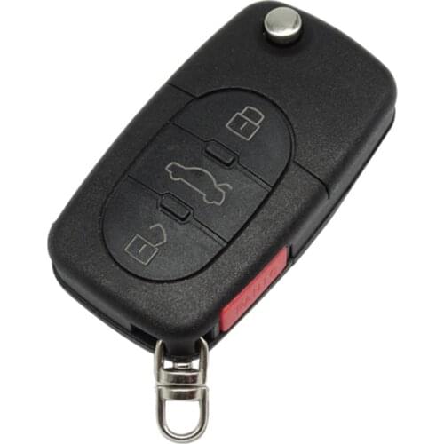 XRSHKEY Flip Key 3+1 Panic 4 Buttons Remote Car Key Shell Case Fob For A4 A6 A8 TT Quattro S4 S6 S8 CR1620 Holder HU66 Blade