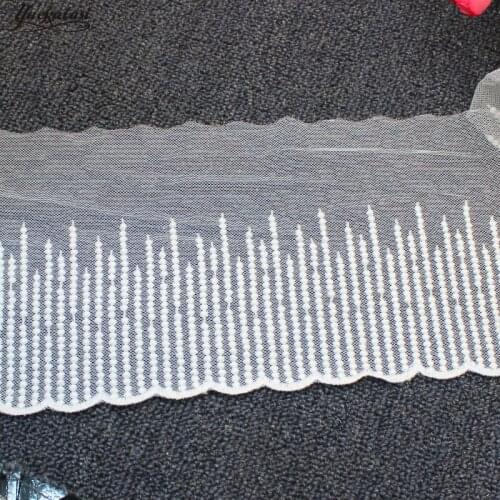 YACKALASI Cotton Lace Mesh Embroidered Appliqued White Soft Tulle Nylon Lace Fabrics Scalloped Sewing Apparel Trims Vintage 17CM