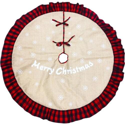 Christmas Tree Skirt 48 Inch Red And Black Plaid Ruffle Edge Large Xmas Tree Skirts For Christmas Holiday Decorations