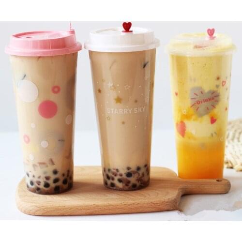 50pcs High quality net red 500ml juice milk tea drinking cup creative diy dessert ice cream pudding cup party favors plastic cup