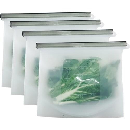 8PCS Food Silicone Fresh Bag Reusable Vacuum Sealed Freezer Bag Slide Lock Snacks/Sandwiches Marinades Storage Bags Kitchen Tool