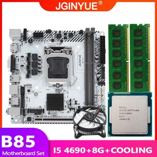 B85 motherboard LGA 1155 set kit with Intel core I5 4690 processor 8G(2*4G) RAM memory with Cooler cooling FAN B85I-PLUS