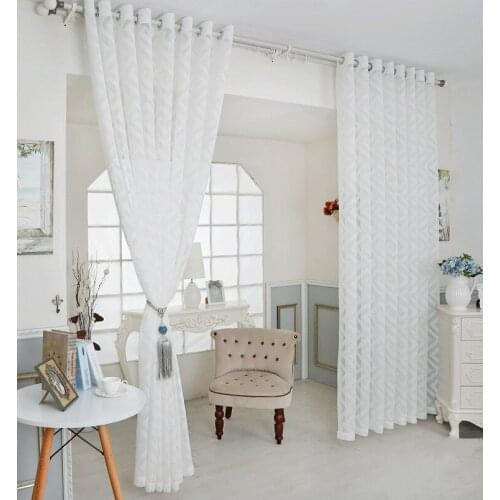 European White Jacquard Voile Curtains Bedroom Sheer Curtains for Living Room Tulle Window Curtains/Panels Window Screening