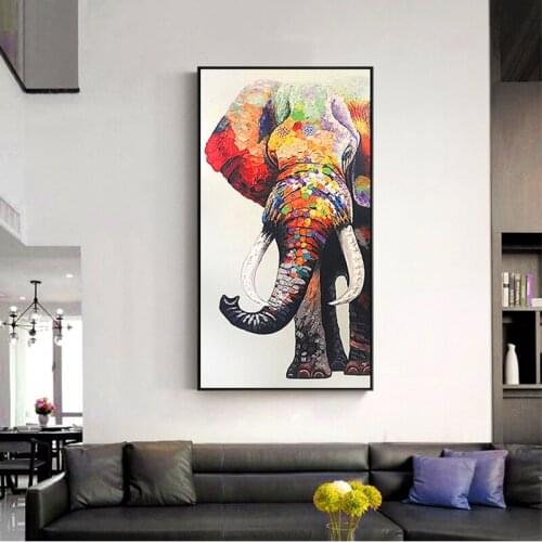 Large paintings wall decor modern Oil Painting Handmade Elephant Wall Art Decoration Living Room Animal Pictures Hand Painted