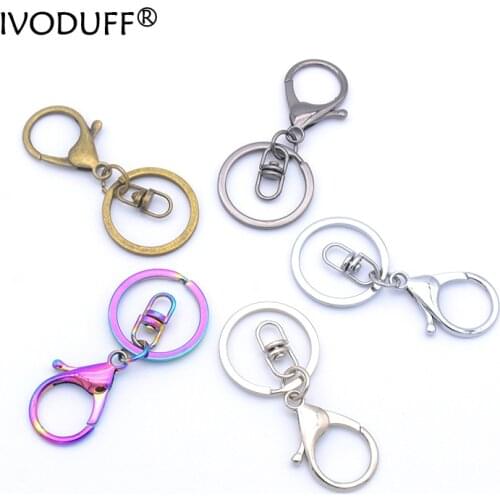 5x 30mm Flat Key Ring With Lobster Popular Classic Plated Lobster Clasp Key Holder Chain Jewelry Making For Keychain