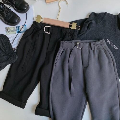 Korean Baby Clothes 2020 Autumn New Baby Boys Casual Pants Kids Blazer Trousers Childrens Loose Straight Pants with Belt 2-8Y