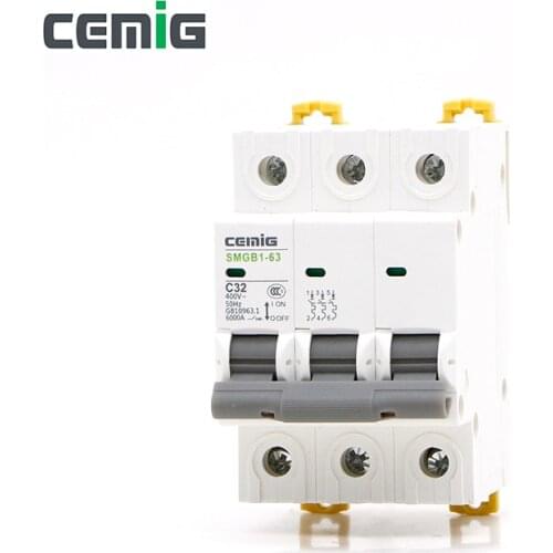 Cemig Miniature Circuit Breaker MCB SMGB1-63/3P 10A 16A 20A 25A 32A 40A 50A 63A