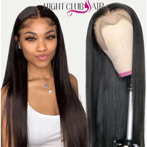 Night Club Long Straight Wig Human Hair Wigs Brazilian Straight Wig 13x4 Frontal Wigs 4x4 Closure Wig Pre Plucked For Women
