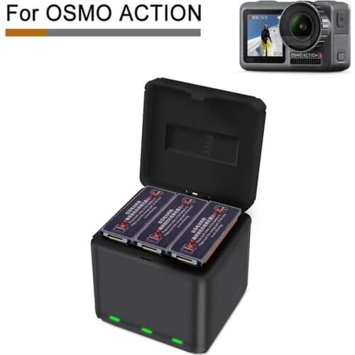 For DJI OSMO ACTION Fast Charging One Drag Three Charger Storage Type Charging Box OSMO ACTION Accessories