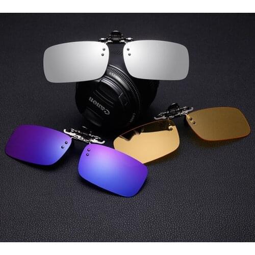 DRESSUUP High Quality Clip on Sunglasses clip on glasses square Polarized Lens Men Women mirror clip Sun Glasses Night Vision