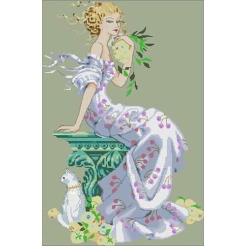 Elegant woman patterns Counted Cross Stitch 14CT DIY Chinese Cross Stitch Kits Embroidery Needlework Sets home decor