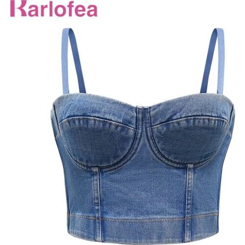 Karlofea Female Summer Basic Simple Cropped Tops Sexy Bustier Corset Cami Fashion Everyday Outfits Wear New 2020 Denim Jeans Top