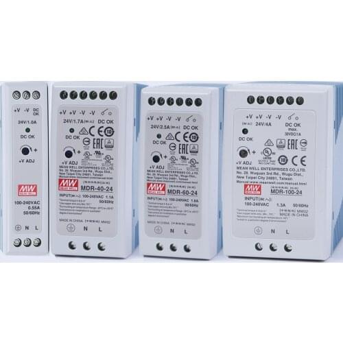 MDR-10/20/40/60/100Watt industrial Din rail Power supply 110v/220vac transformer 5/12/15/24/48vdc Mean well brand complete