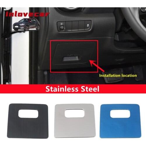 For Hyundai Kona Encino Kauai 2017 to 2020 Car Sticker Stainless Steel Pilot Drive Storage Glove Box Case Trim Handle 1pcs