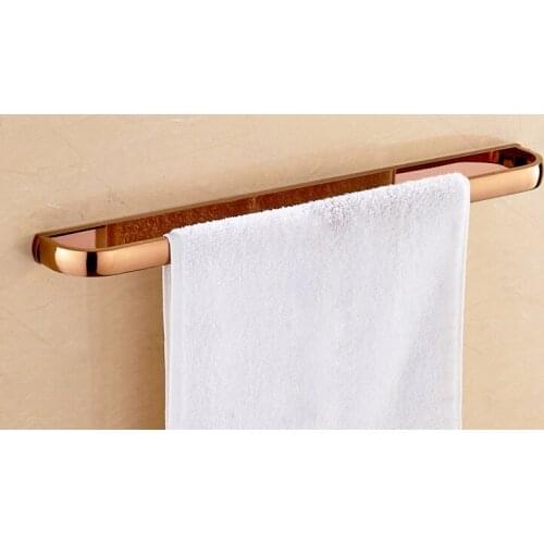 Rose Gold Color Brass Wall Mounted Bathroom Hardware Single Towel Rail Bar Holder Dba867