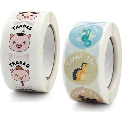Newly Kids Cartoon Animal Sticker Roll 500-Count Stickers Round Teacher Encouragement Motivational Lable Sticker for Teacher