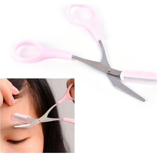 New Eyebrow Trimmer Scissors With Comb Lady Woman Men Hair Removal Grooming Shaping Shaver eye brow trimmer Eyelash Hair Clips