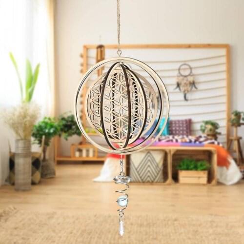 Girl Birthday Gift Wooden Flower Wind Spinner Wall Rotating Garden Wind Spinner Dream Catcher Home Decoration Craft