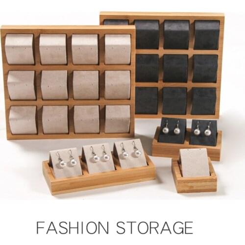Luxury Bamboo Wood Earrings Display Tray 4 Sizes To Choose For Woman Earrings Display Stand Jewelry Display Tray