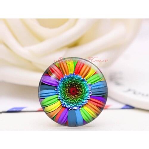 Handmade Round Flower photo glass Cabochons, Jewelry Finding Cameo Pendant Settings, (F1954-98885)