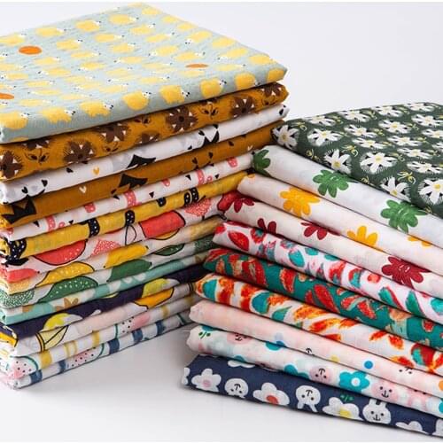 Thin Floral Cartoon Cotton Fabric Print Sewing Patchwork for Children Clothes DIY 145cmx50cm