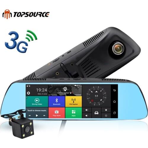 TOPSOURCE New 7" Special 3G Mirror Rearview Car DVR Camera Android 5.0 With GPS Navigation Automoblie Video Recorder Dash Camera