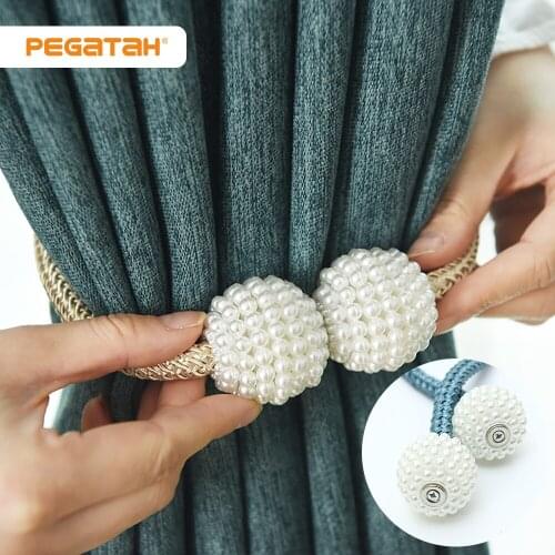 Pearl Magnetic Curtain Clip Curtain Holders Tieback Buckle Clips Hanging Ball Buckle Tie Back Curtain Accessories Home Decor