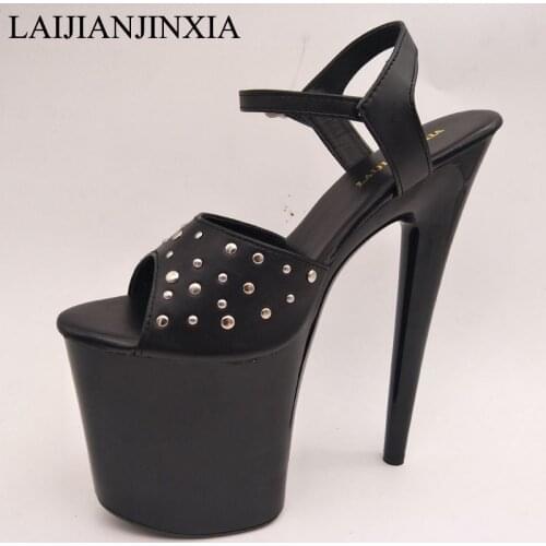 LAIJIANJINXIA Rivet New Women Sexy Sandals Wedding Party 20CM high heels Night Club Pole Dress Dance Shoes Sexy Dance Shoes