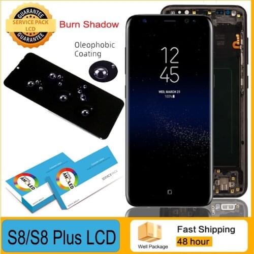 Slight Burn Shadow AMOLED LCD for SAMSUNG Galaxy S8 G950F S8 Plus G955F Display with Frame Touch Screen Digitizer Repair Parts