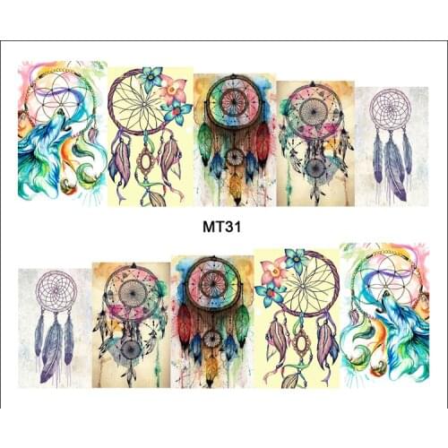 1 Sheet Nail MT31 Full Cover Color Dream Catcher POP Nail Art Water Transfer Sticker Decal For Nail Art Tattoo DIY Nail Tool