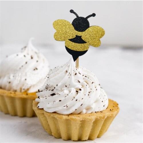 10pcs Little Bee Honey Cake Topper DIY Wedding Decoration Baby Shower Dessert Table Supplies Baking Kids Birthdays Party Favors