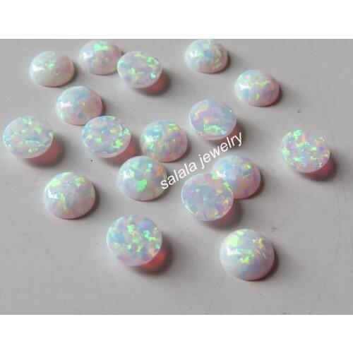 100pcs/lot 6mm OP17 Snow White Fire Opal Round Opal Synthetic Round Cabochon Opal Round Opal Cabochon Stone