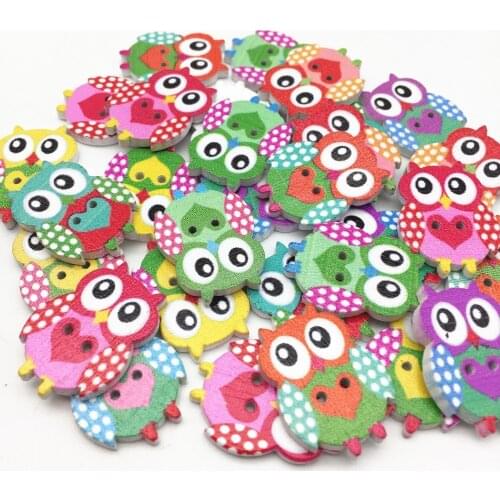 1000pcs Mixed Wood Owls Buttons Owl Heart Sewing Button Embellishments Scrapbooking Embellishments Crafts Cardmaking 18X24mm