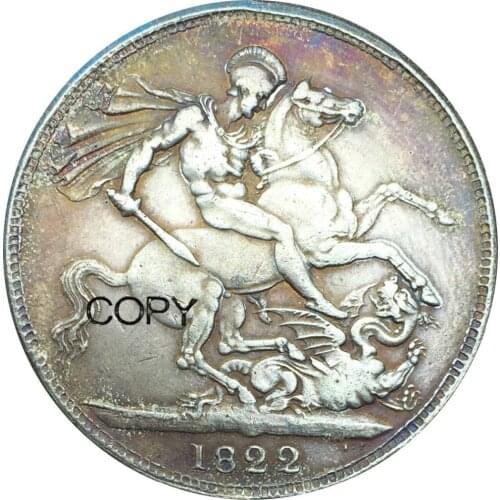 1822 Great Britain 1 Crown George IV Cupronickel Plated Silver Copy Coins