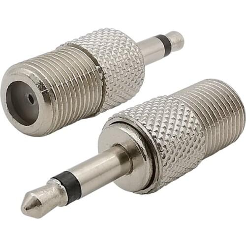 2Pcs F Type Female to 3.5mm Male Connector 3.5 mm Male Plug to F Female Jack RF Coaxial Coax FM Antenna Connector RF Connector