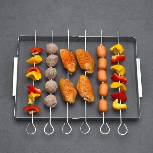 2020 Useful Stainless Steel Foldable Skewers Kit Simple Barbecue Grill BBQ Outdoor Grill with Barbecue Sign Wholesale DropShip