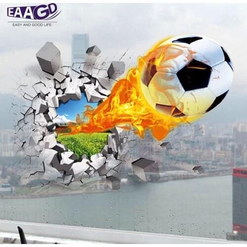 3D Shot Football Kids Wall Decals Wall Stickers Removable Wall Stickers for Kids Nursery Bedroom Living Room