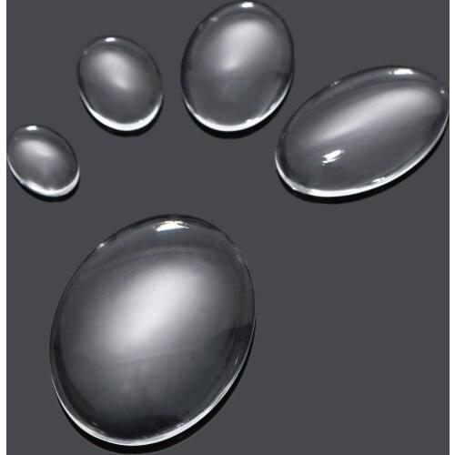 5pcs/10pcs Transparent Clear Oval Glass Cabochon Dome Flat Back Crystal Magnify Base Cover DIY Jewellery Craft 10mm-40mm